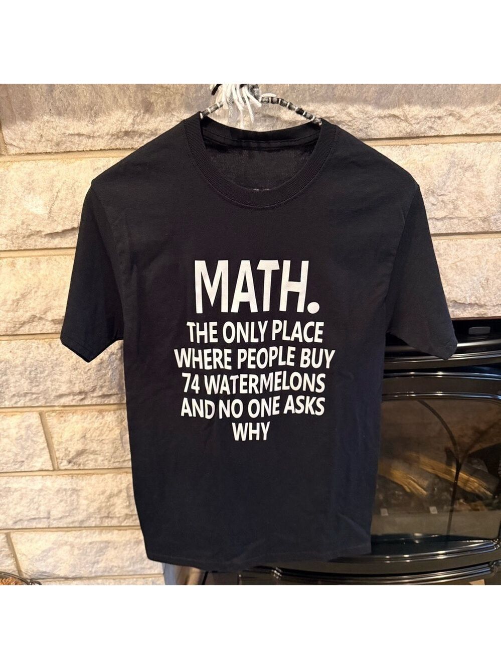 Black Graphic T-Shirt with Math Print Unisex Adult Small